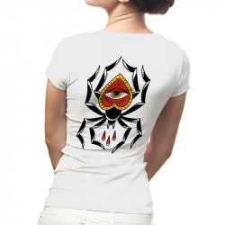 Camiseta Arachnid Heart de mujer blanca parte trasera