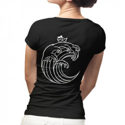 Camiseta negra de mujer con diseño trasero de Bottled Storm